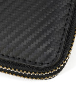 Andrew Long Wallet Gold Zipper Carbon Leather