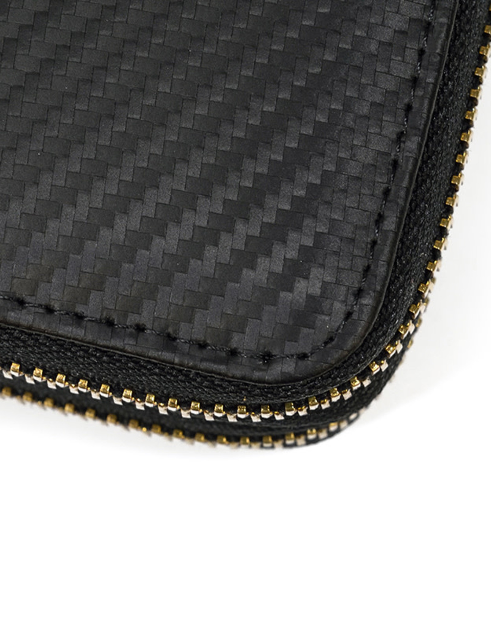 Andrew Long Wallet Gold Zipper Carbon Leather