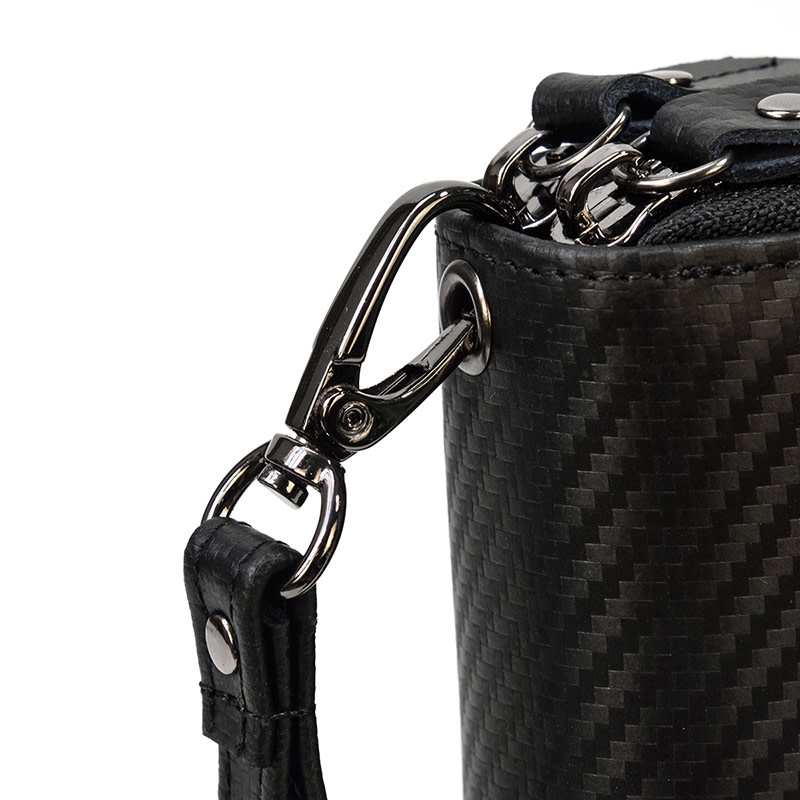 Elias Long Wallet Black Zipper Carbon Leather