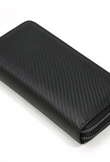 Elias Long Wallet Black Zipper Carbon Leather