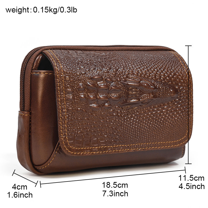 Miles Gator Print Waist Bag Genuine Leather