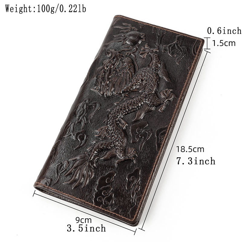 Eli Black Dragon Long Wallet Genuine Leather