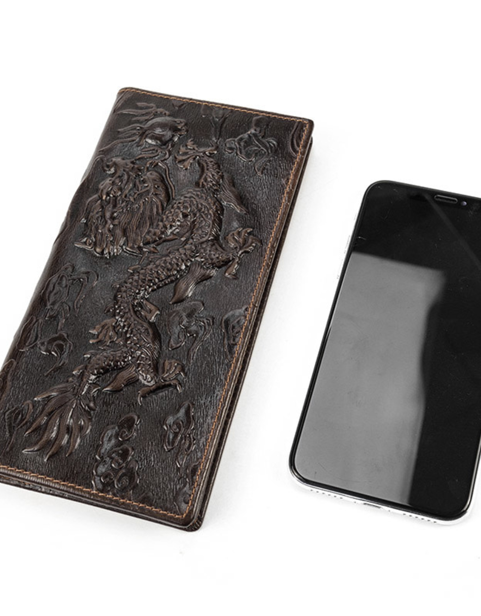 Eli Black Dragon Long Wallet Genuine Leather