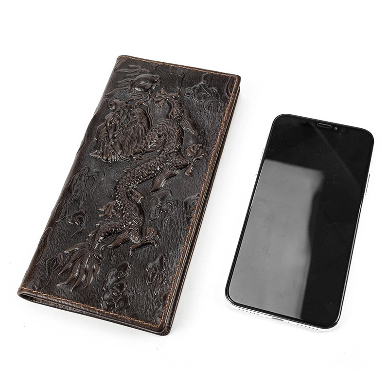 Eli Black Dragon Long Wallet Genuine Leather