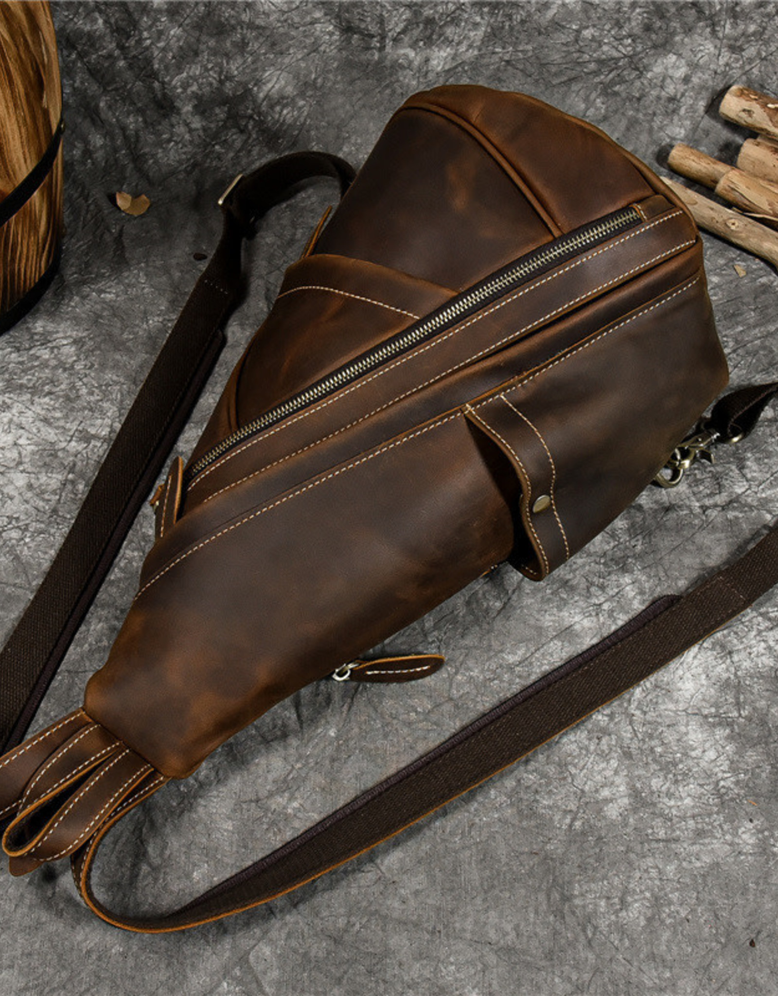 Angel Chest Strap Bag Genuine Leather