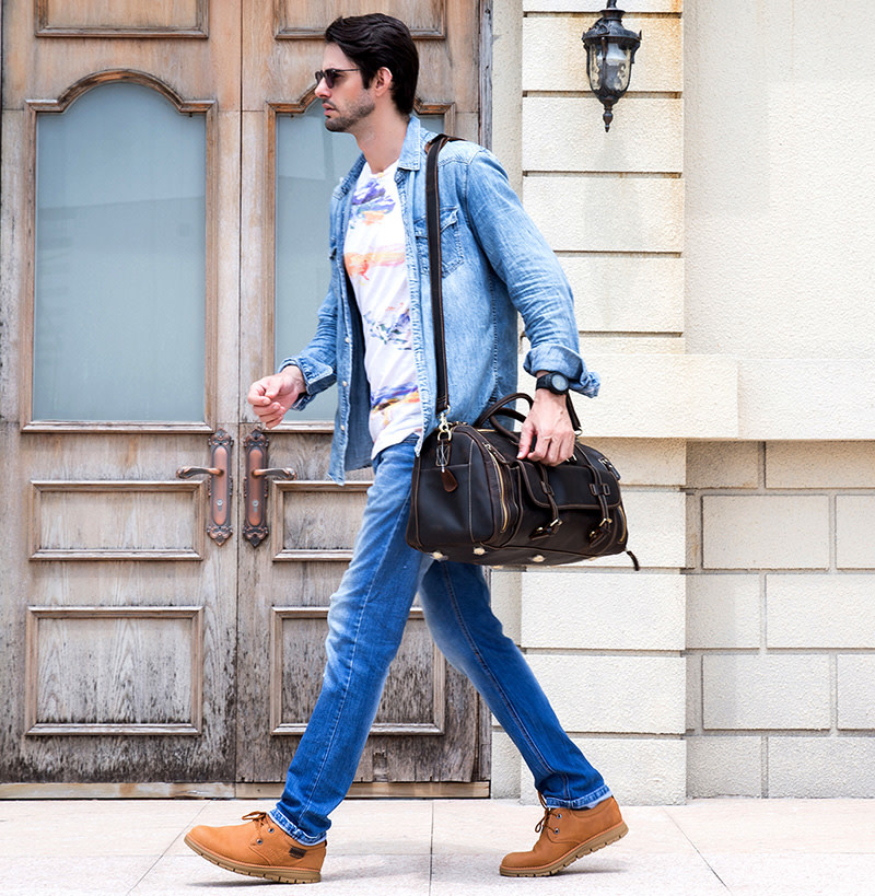 Carson Travel Luggage Bag Genuine Leather