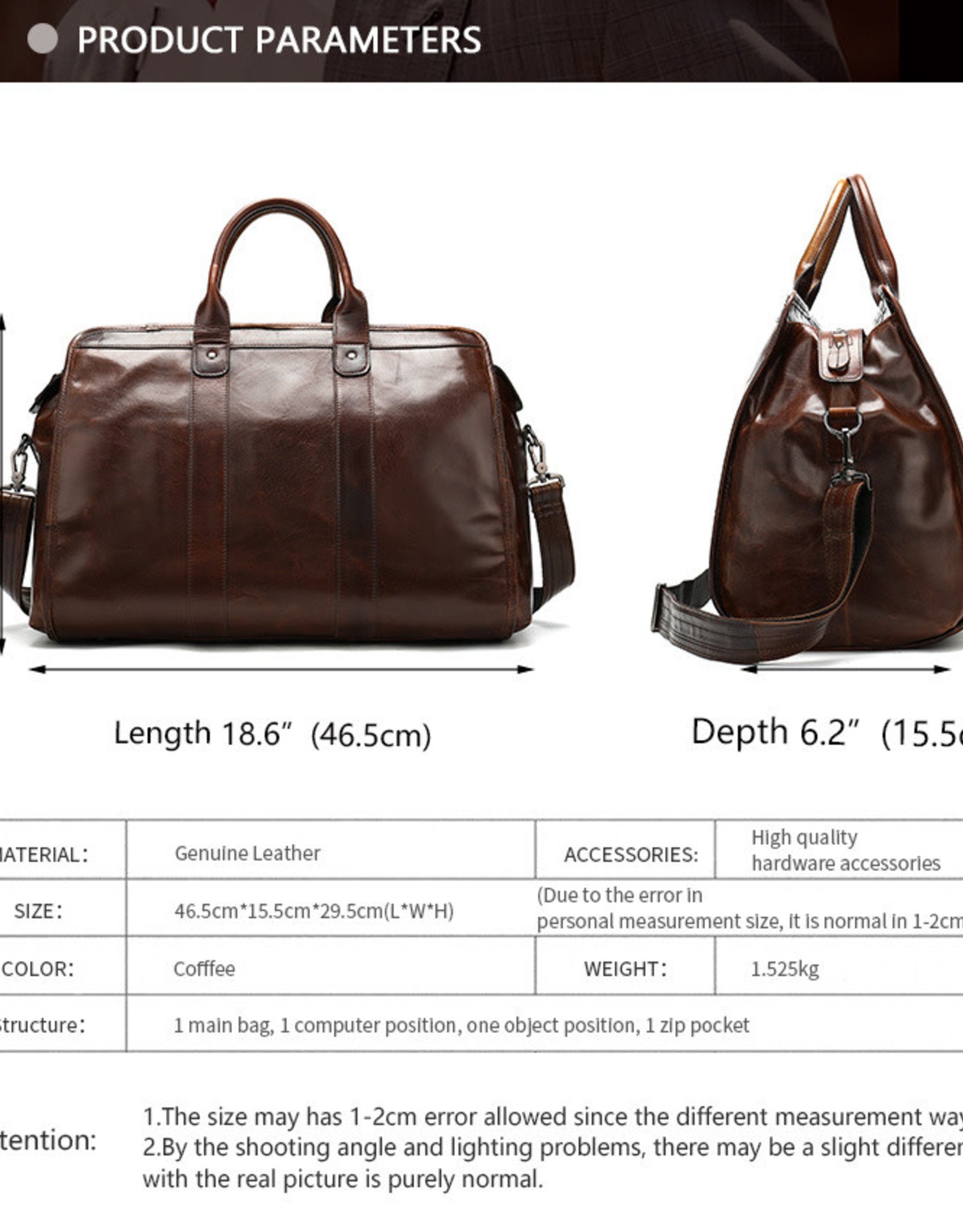 Silas Travel Luggage Bag Genuine Leather
