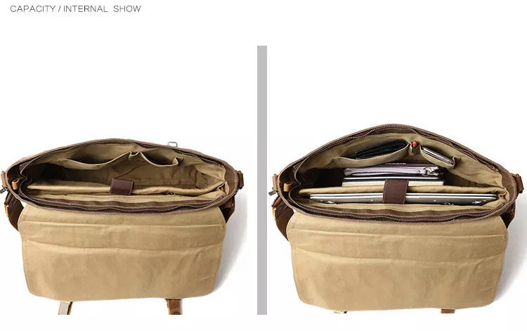 Emmett Shoulder Strap Hard Canves Bag Genuine Leather