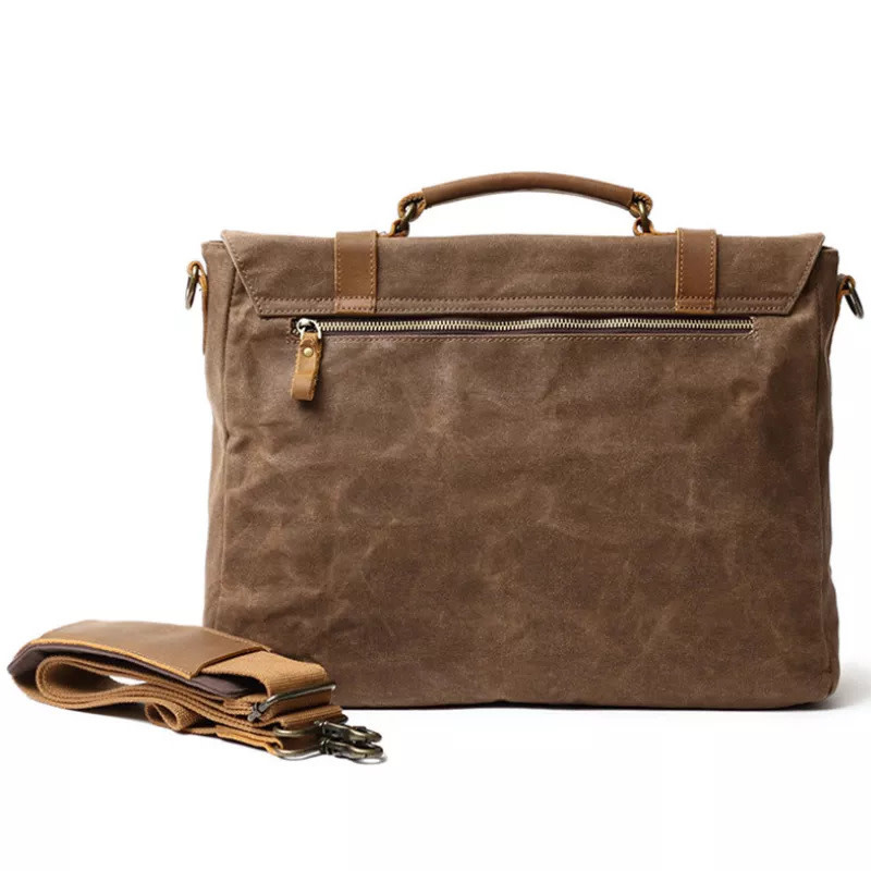 Emmett Shoulder Strap Hard Canves Bag Genuine Leather