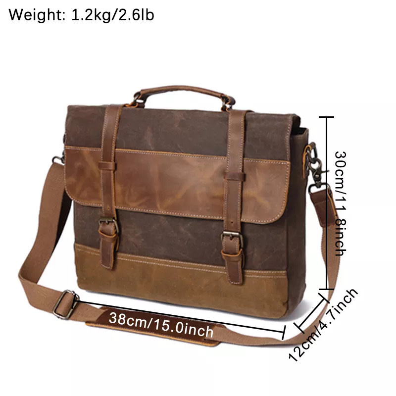 Emmett Shoulder Strap Hard Canves Bag Genuine Leather