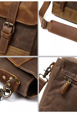 Emmett Shoulder Strap Hard Canves Bag Genuine Leather