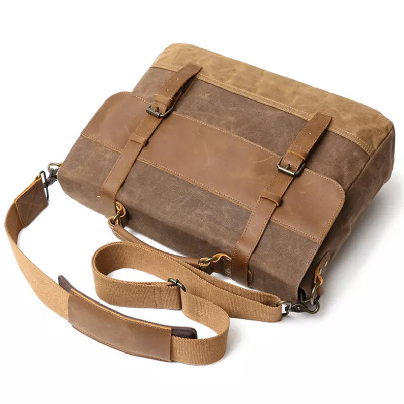 Emmett Shoulder Strap Hard Canves Bag Genuine Leather