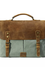 Zachary Shoulder Strap Canvas Bag Genuine Leather