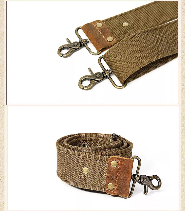 Zachary Shoulder Strap Canvas Bag Genuine Leather