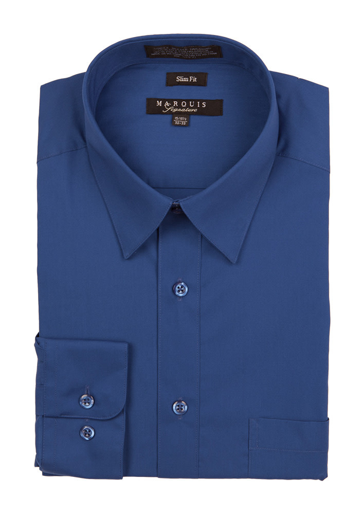 Marquis Dress Shirt MarQuis 009sl Slim Fit  Royal Blue