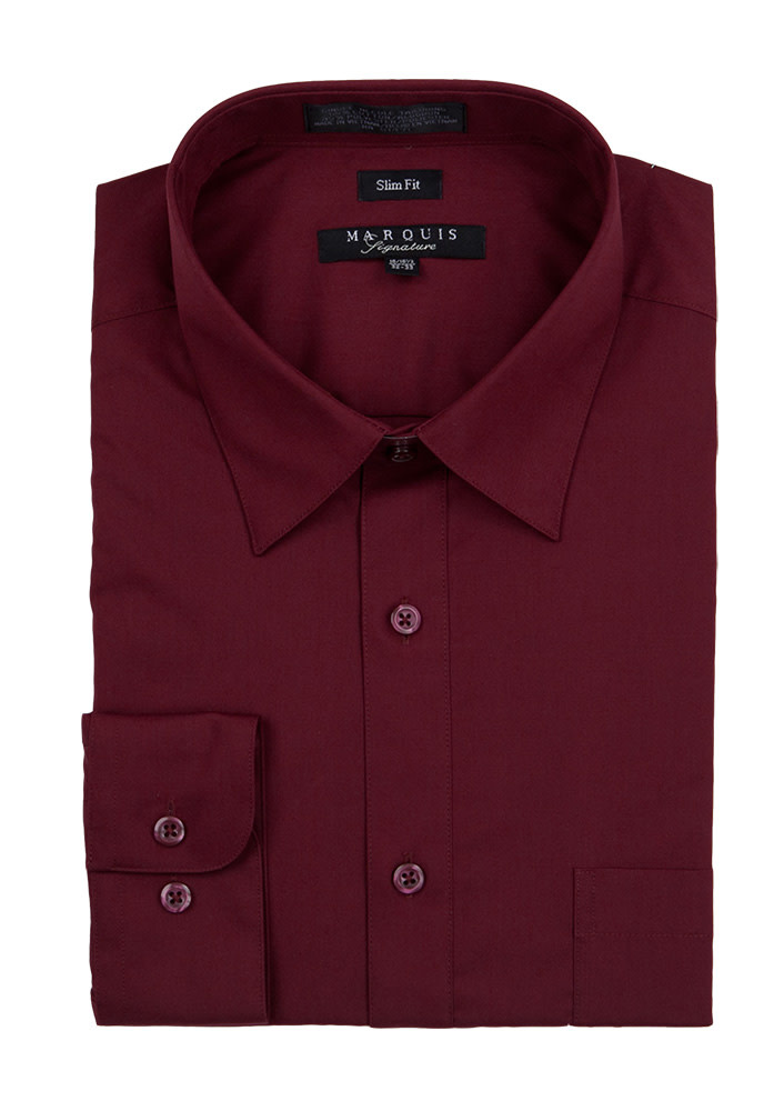 Marquis Dress Shirt MarQuis 009sl Slim Fit  Burgundy