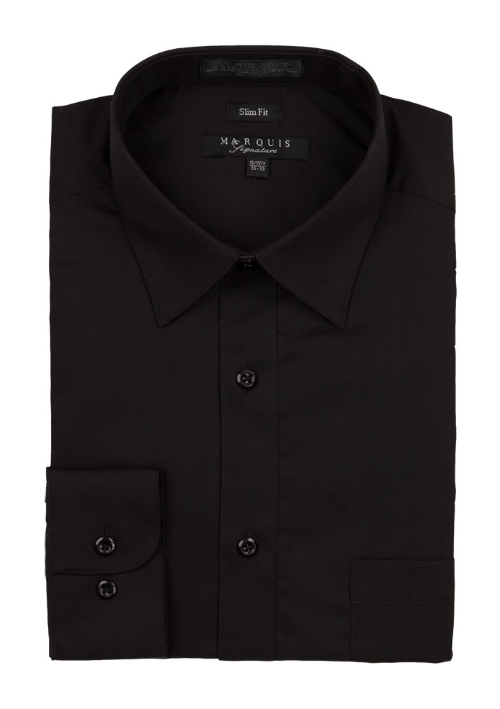 Marquis Dress Shirt MarQuis 009sl Slim Fit  Black