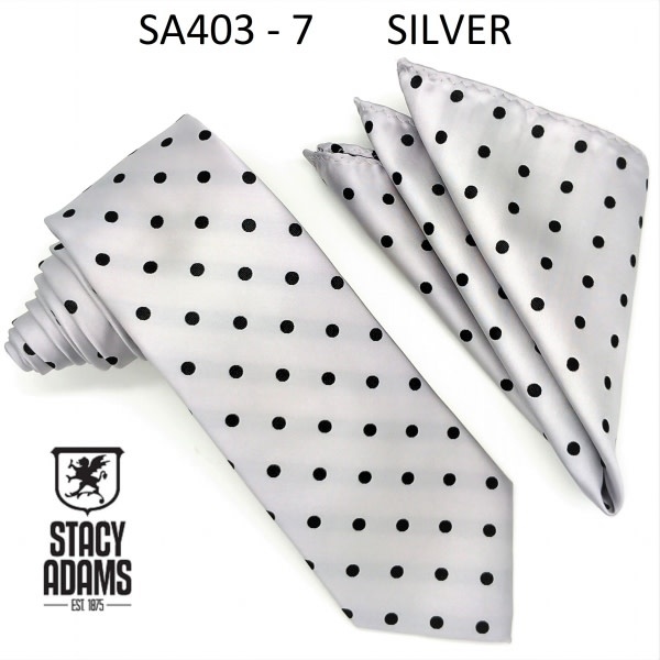 Stacy Adams Tie Stacy Adams Reg PolkaDot sa402-7 Silver