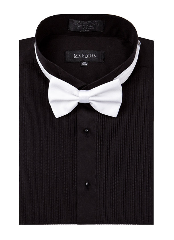 Marquis Tuxedo Dress Shirt 1007T Regular Fit Pleated Black