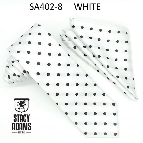 Stacy Adams Tie Stacy Adams Reg PolkaDot sa402-8 White