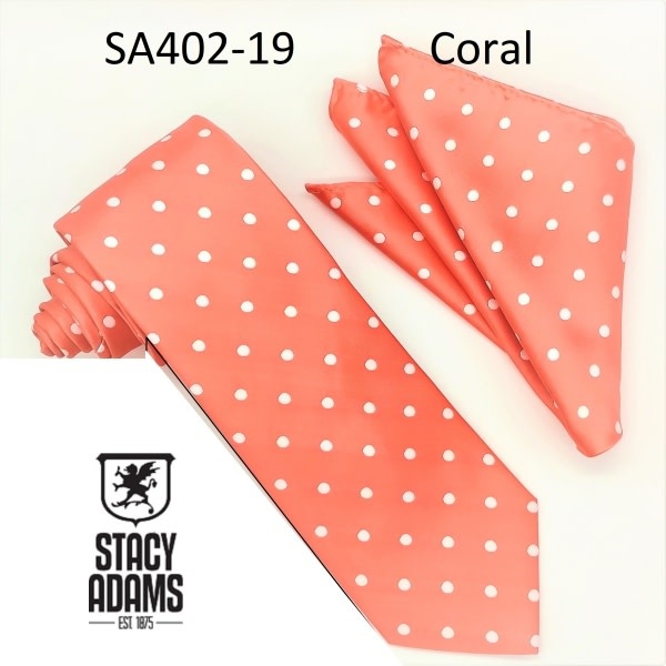 Stacy Adams Tie Stacy Adams Reg PolkaDot sa402-19 Coral