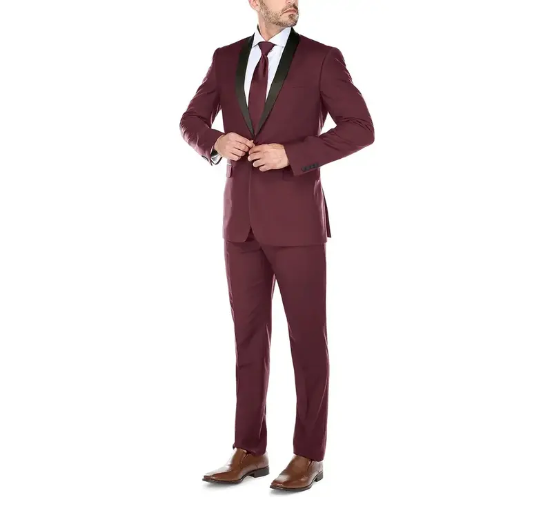 Renoir Novara Tuxedo Shawl Lapel 201-8 Burgunday
