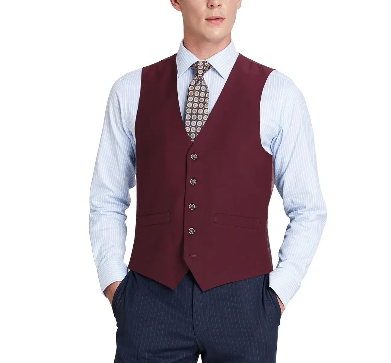 Renoir Novara Vest Renoir Fabric  201-8  Burgundy