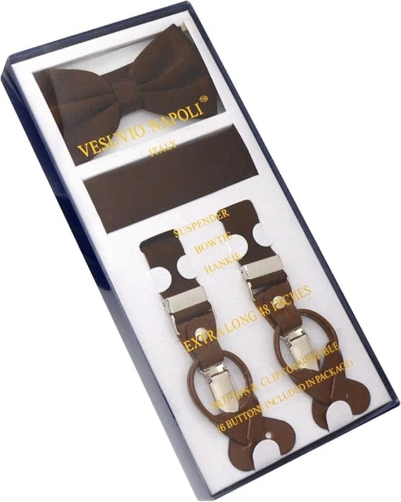 Vesuvio Napoli Suspenders 1" Combo Set Solid