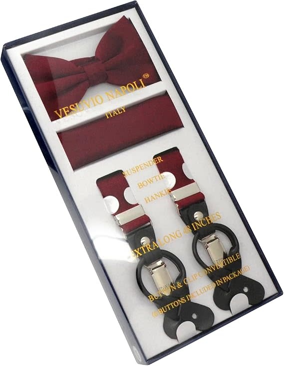 Vesuvio Napoli Suspenders 1" Combo Set Solid