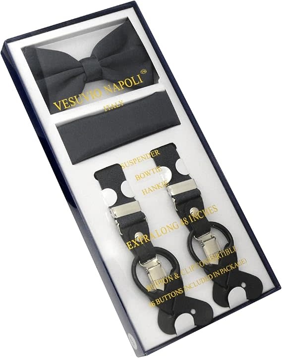 Vesuvio Napoli Suspenders 1" Combo Set Solid