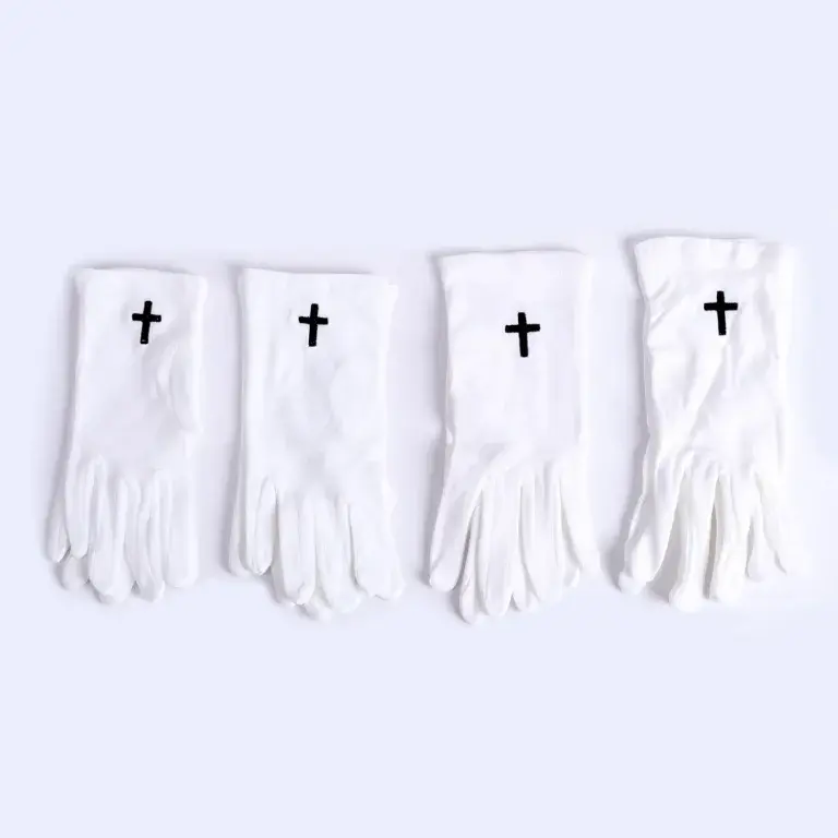 Gloves White Black Cross