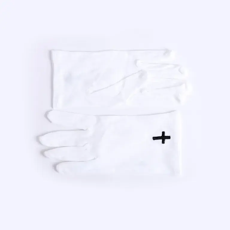 Gloves White Black Cross