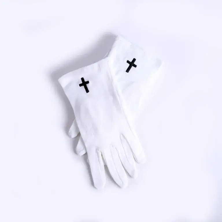 Gloves White Black Cross
