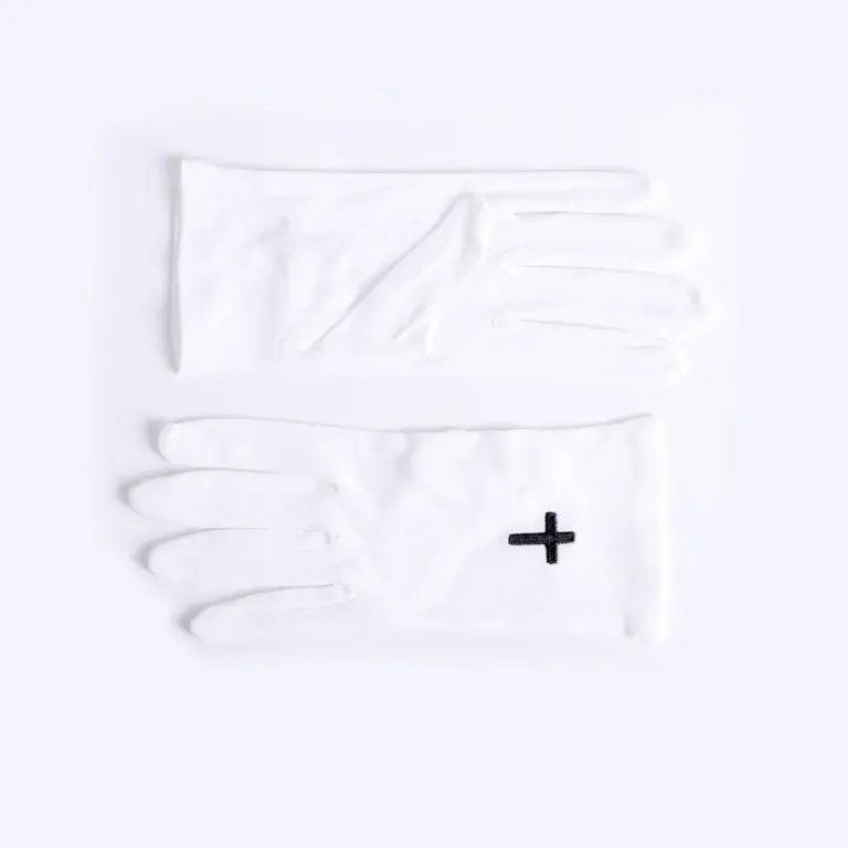 Gloves White Black Cross