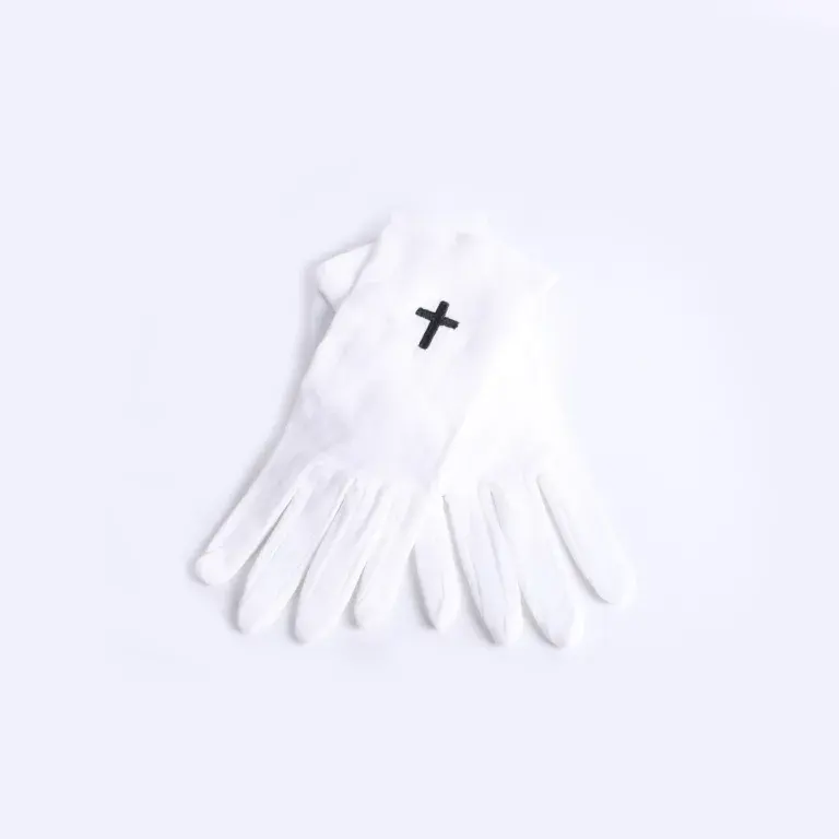 Gloves White Black Cross