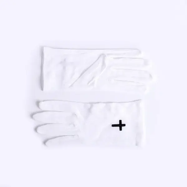 Gloves White Black Cross