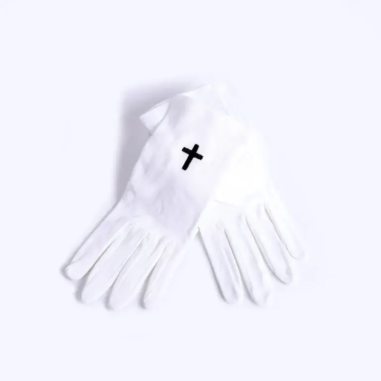 Gloves White Black Cross