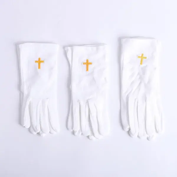 Gloves White Gold Cross