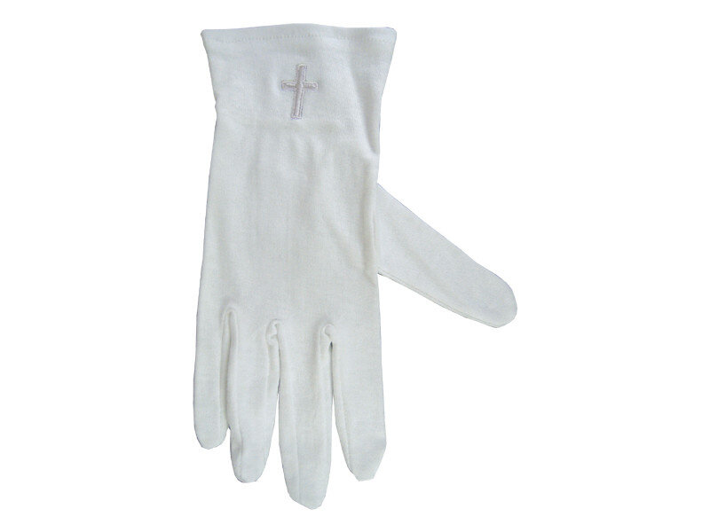 Gloves White Silver Cross