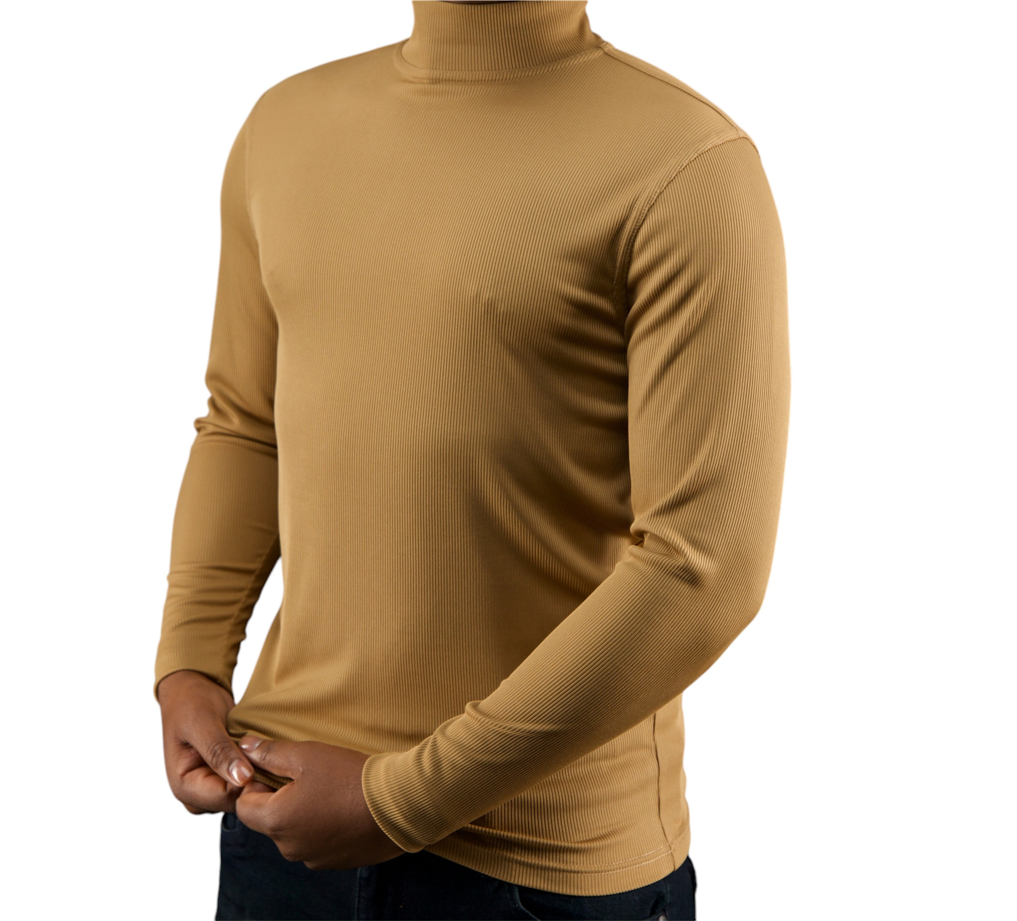 Tulliano Knitted Slim Fit CIRRO Poly/Spendex Crewneck Safari