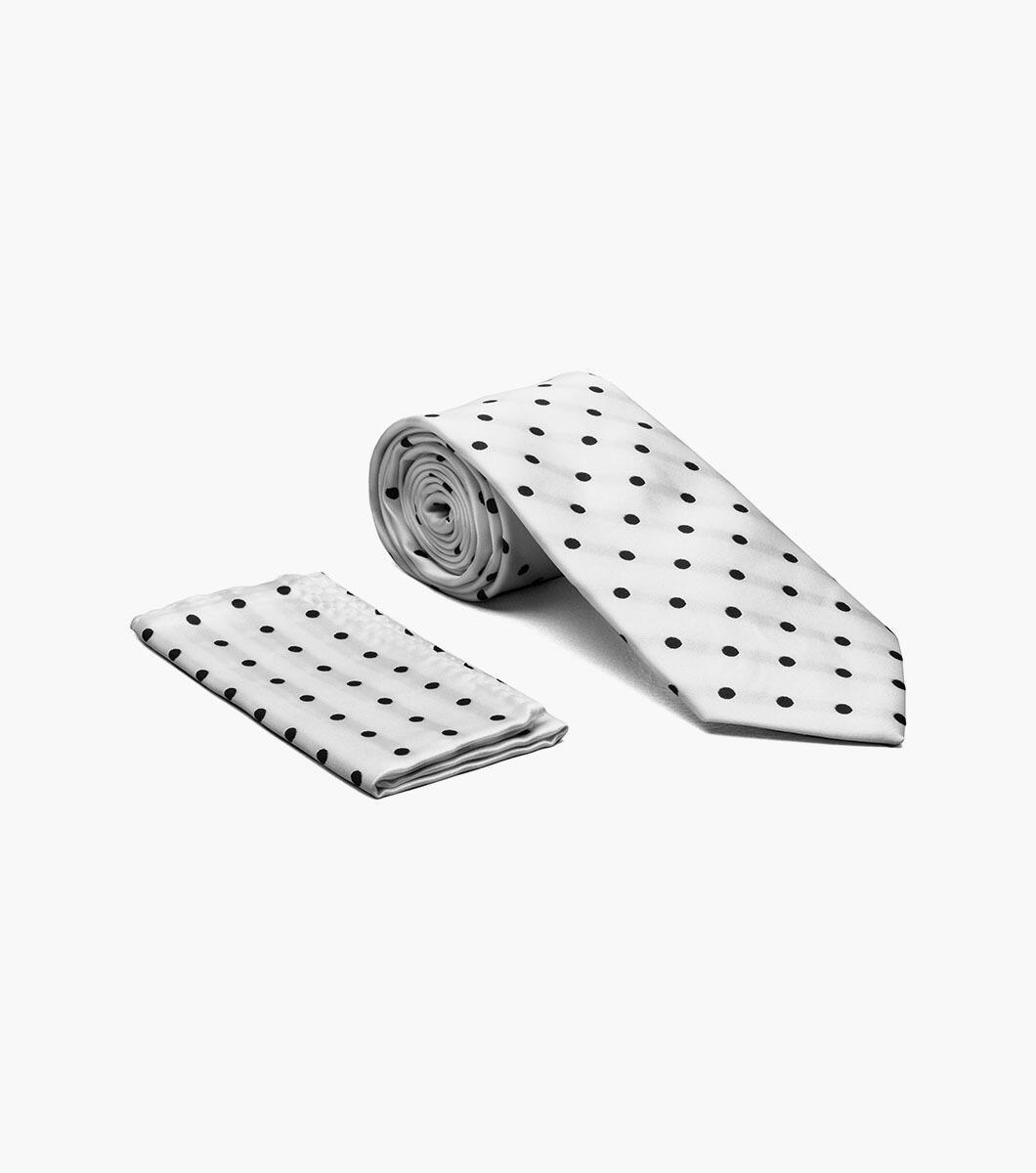 Stacy Adams Tie Stacy Adams Reg PolkaDot sa402-8 White