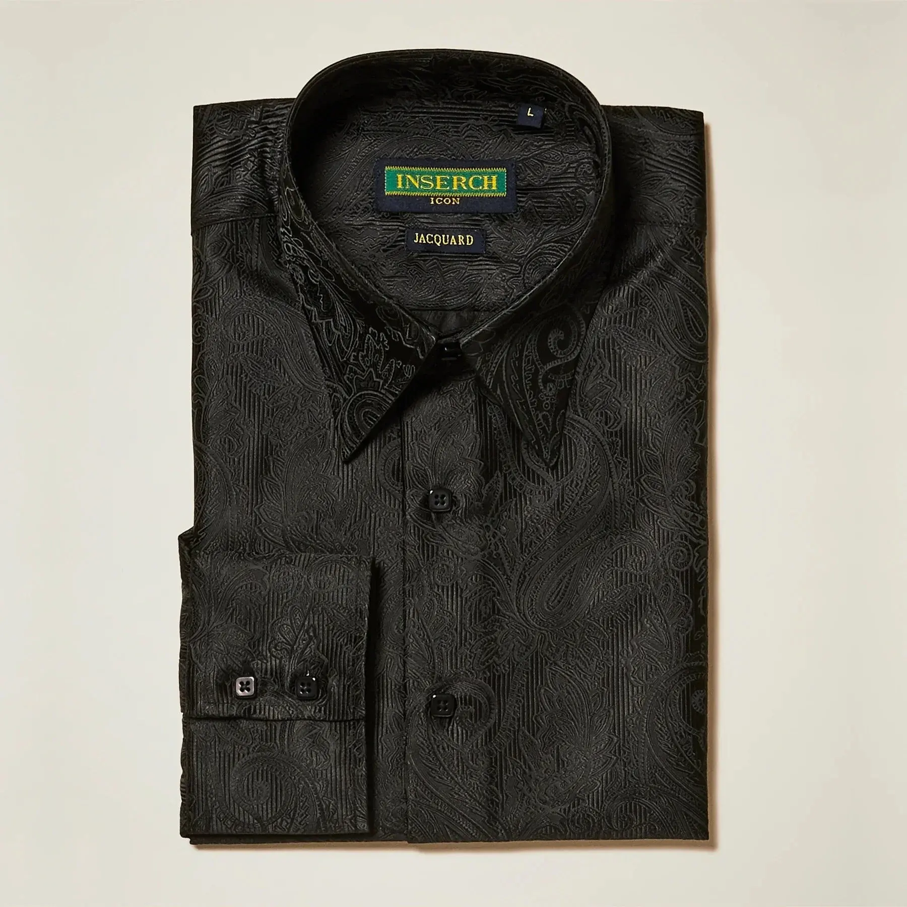 Shirt Casual Jacquard Paisley Satin LS005 - Zuha Trend