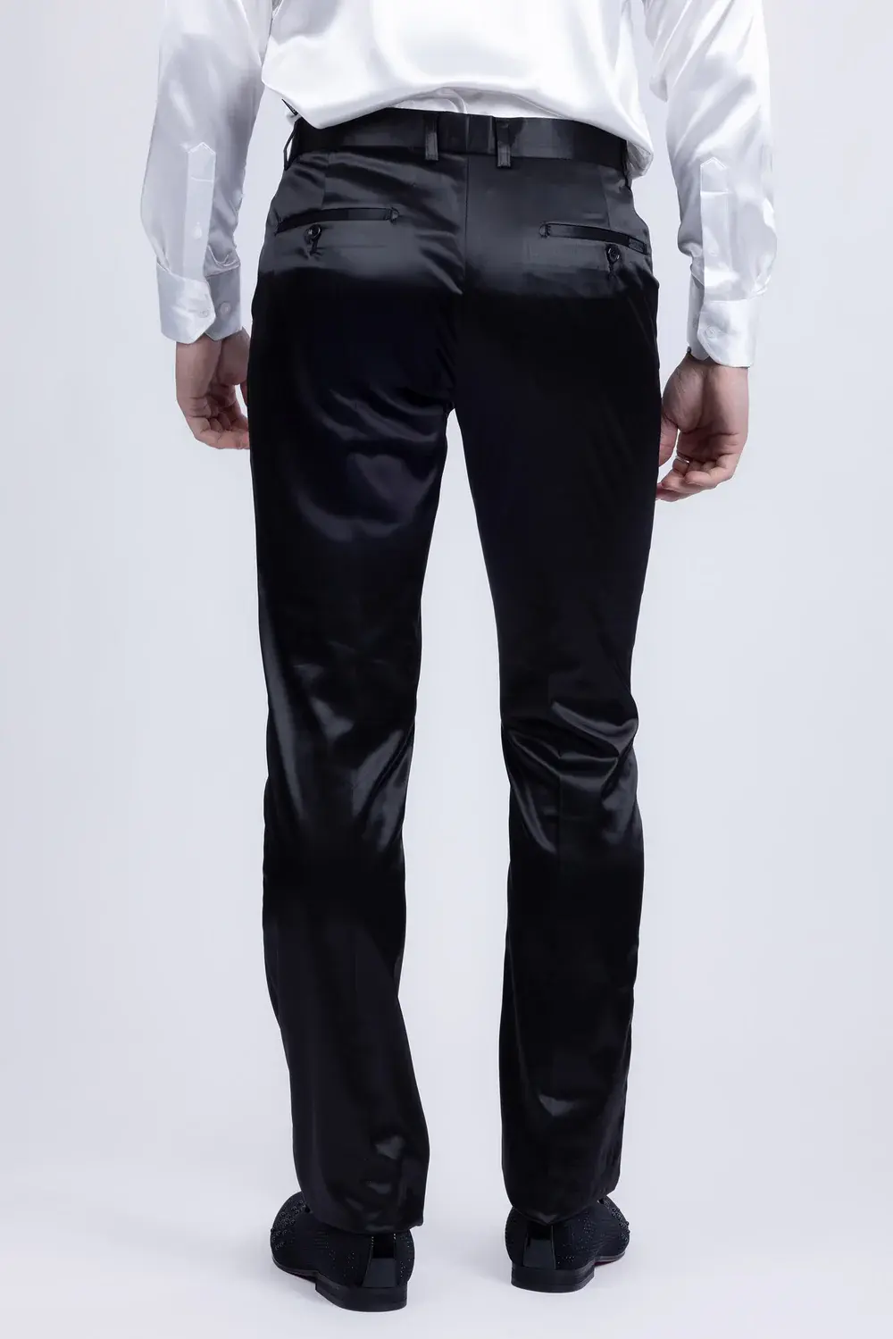 Vinci International Group Corp Pants ous-st Solid Stretch Sateen Ultra Slim Black