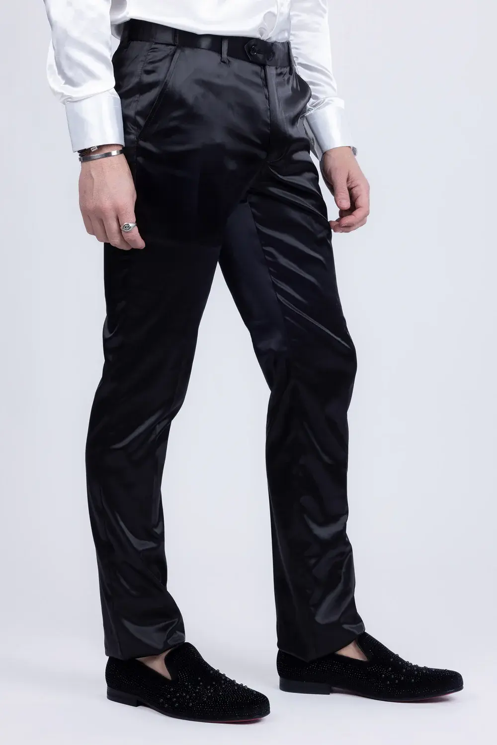 Vinci International Group Corp Pants ous-st Solid Stretch Sateen Ultra Slim Black