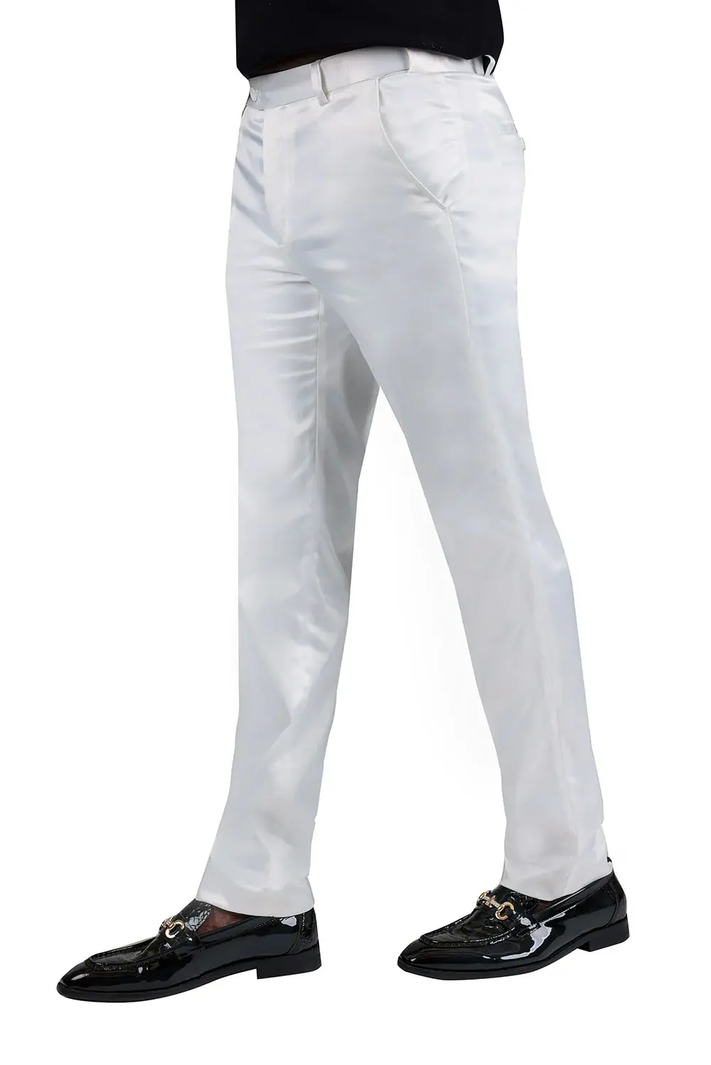 Vinci International Group Corp Pants ous-st Solid Stretch Sateen Ultra Slim  White