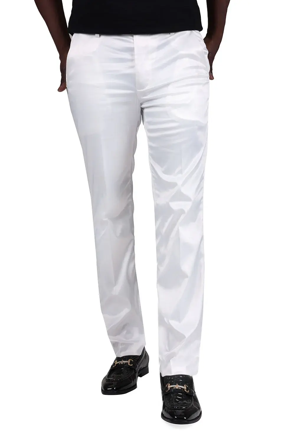 Vinci International Group Corp Pants ous-st Solid Stretch Sateen Ultra Slim  White