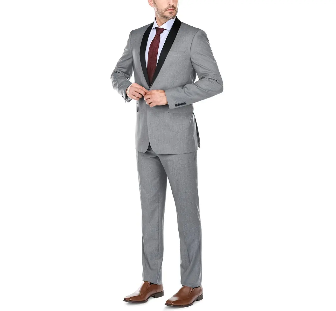 Renoir Novara Tux Shawl Lapel Slim Fit 202-2 Light Gray