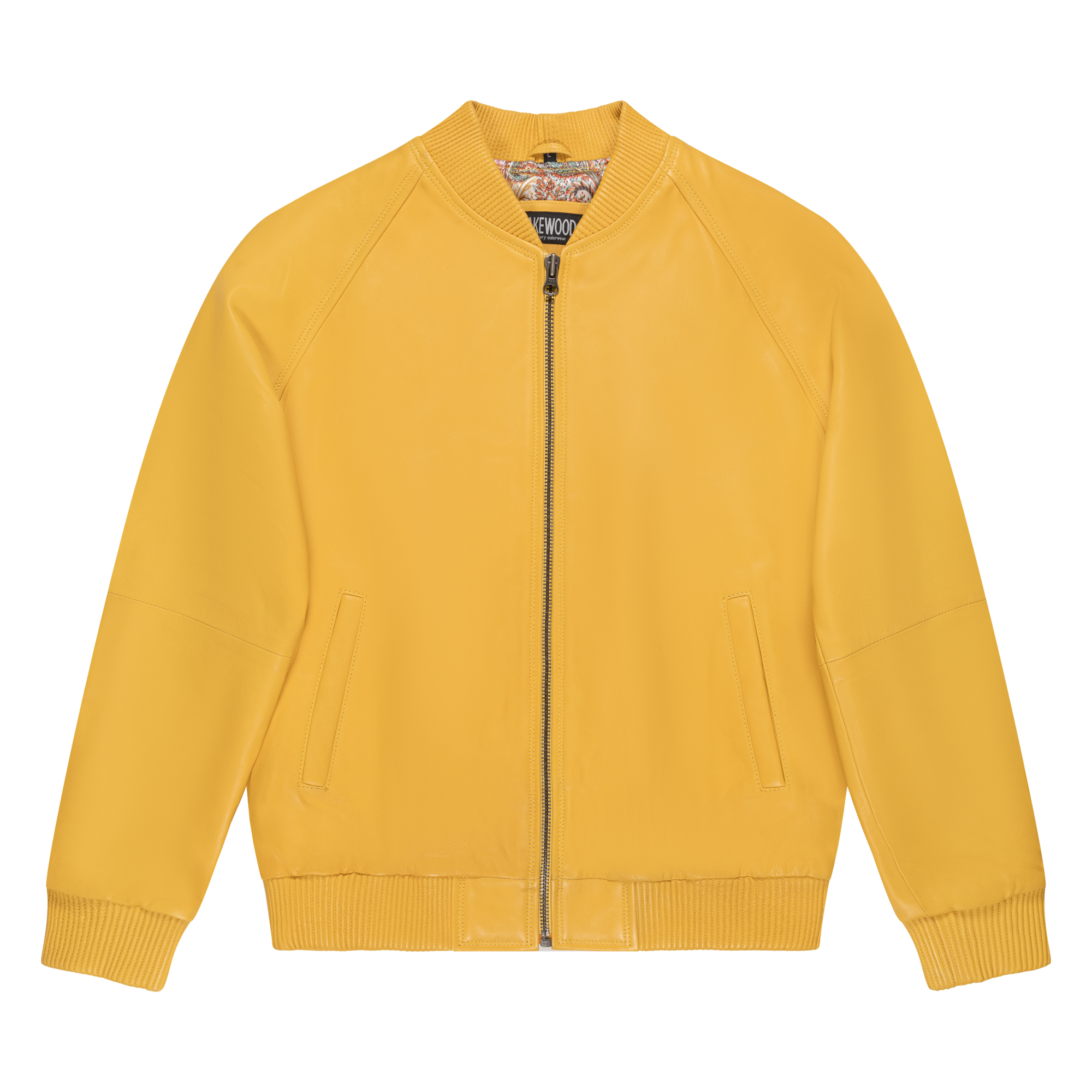jackwood Genuine Lambskin Leather Baseball Varsity Jacket 1051 Yellow