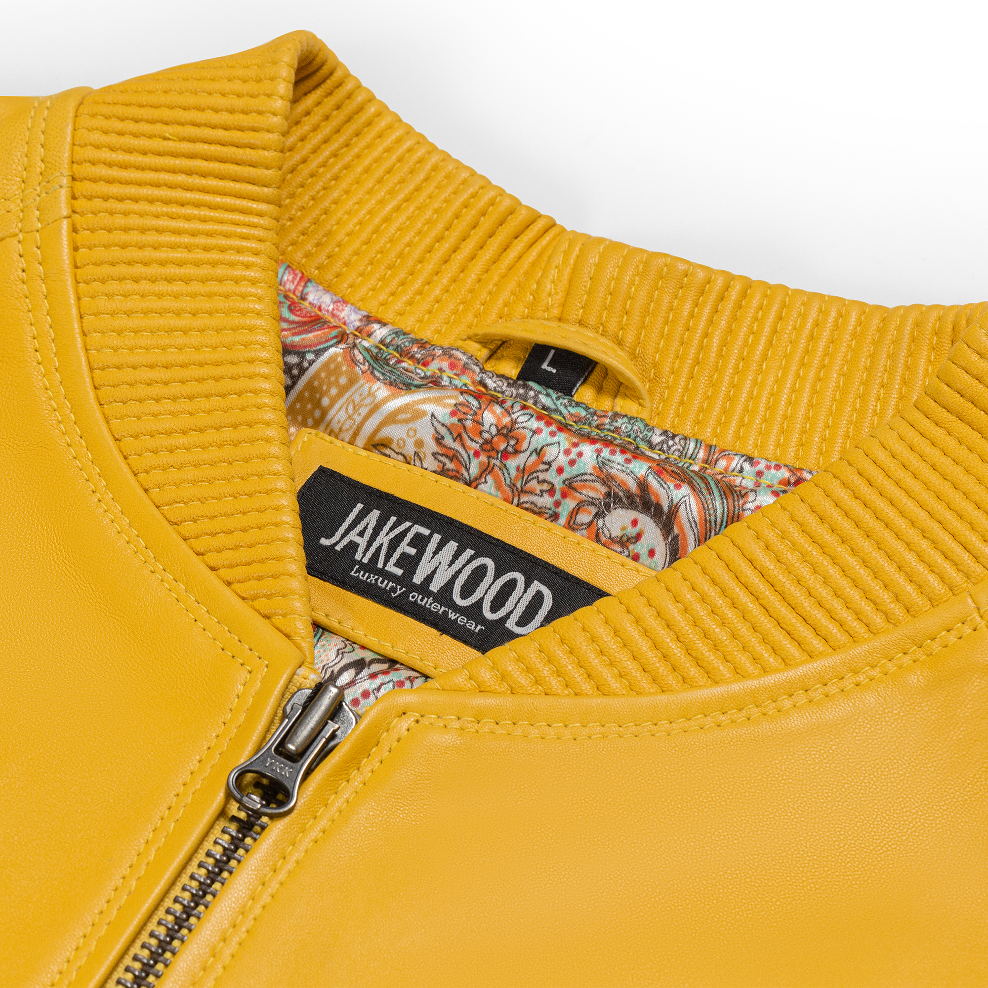 jackwood Genuine Lambskin Leather Baseball Varsity Jacket 1051 Yellow