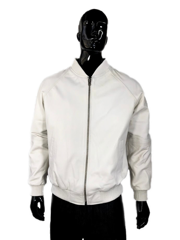 jackwood Genuine Lambskin Leather Baseball Varsity Jacket 1051 White